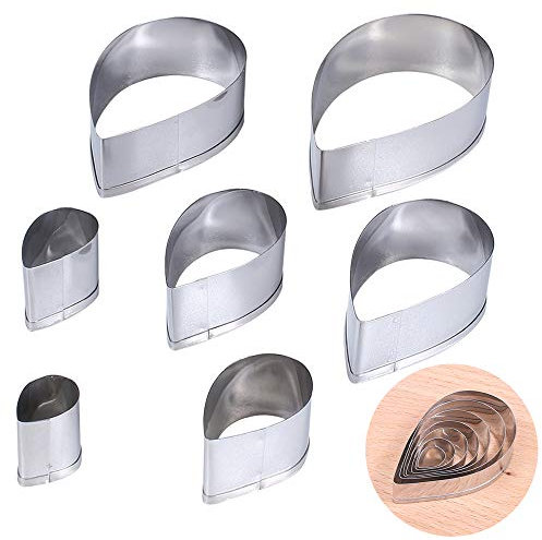 Ziyero 7 Pièces/Ensemble Emporte-pièce en Forme de Gouttes Mini forme de fondant 3D en métal Convient pour Gâteaux, Sucre, Fabrication du Pain, Biscuits, Chocolat, Sandwichs et Fondants, etc(Argent)
