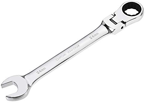 sourcing map Llave combinada de trinquete de cabeza flexible métrica Cr-V