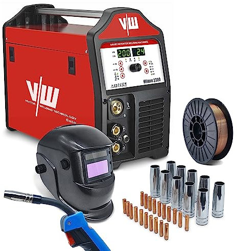 Saldatrice Mig Mag - Saldatrice a filo animato - Saldatrice a gas inerte 200A e funzione di saldatura ad elettrodo 170A | Automobile. Trainafilo - 2 e 4 tempi - set - Milano 2300 di Vector Welding