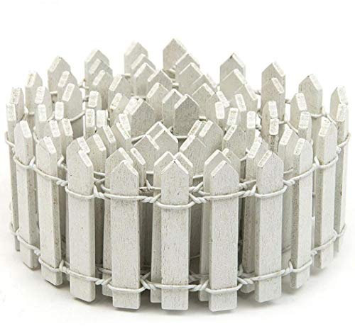 Hotaden Wood Fence Mini Small Barrier Wooden Craft Miniature Fairy Garden Micro Dollhouse Plant Pot Decor Paling Showcase White