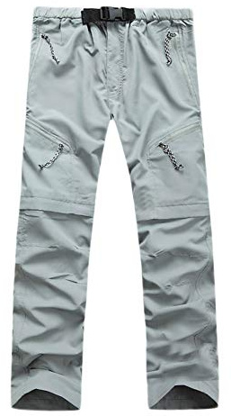 GELing Homme Femme Pantalon de Randonnée Convertible Détachable Mince D'Extérieur à Séchage Rapide Pantalons Shorts Zip Off Pantalon de Chasse Escalade Cyclisme,Gris,M
