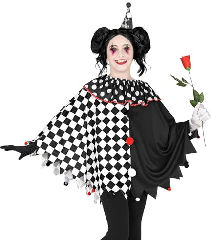 W WIDMANN MILANO Party Fashion 48145 – Barndräkt Harlekin, Poncho, överkast, clown, temafest, karneval