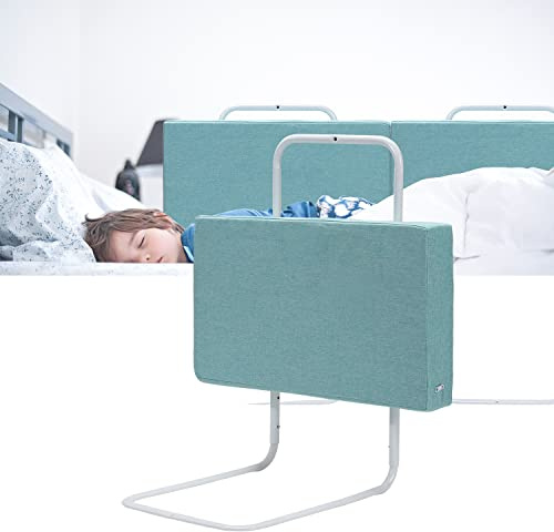 Cecaylie Bettgitter für Kinder, Bettschutzgitter, Babybettzaun, Weich Perlbaumwolle, Rausfallschutz Bett Bettgitter Höhenverstellbar, mit 1*Austauschbarer Stoffbezug (Grün, 1x50cm)