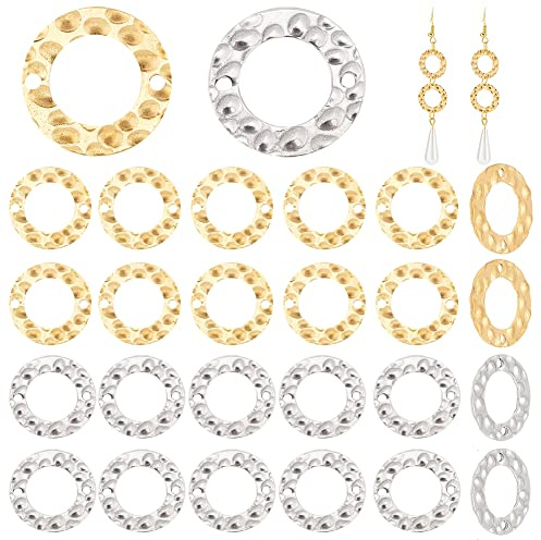 PandaHall 60 Stück Verbindungsringe 15mm Schmuck Verbindungsringe 304 Edelstahl Kreis Anhänger Charm Links Für Halsketten Armbänder Schmuck DIY Handwerk Herstellung Golden/Edelstahl