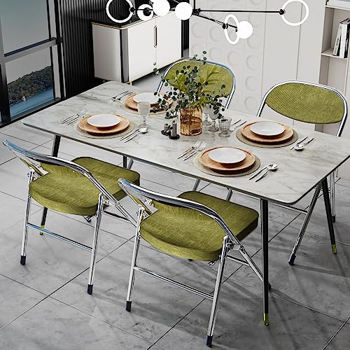 PIPIPOXER Pliante Chaise Furniture Lot de 4 chaises Pliantes en Tissu Douillet et Cadre en Acier à l'intérieur, à l'extérieur,à la Salle de conférence Vert 40 x 40 x 80 cm