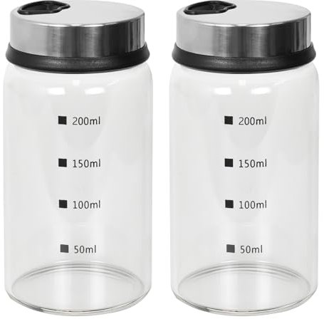 Disnace 2 Barattoli Portaspezie Vetro,Borosilicato per Spezie,Barattoli per Spezie con Coperchio Girevole,Barattoli Spezie per Cucina,Contenitori Spezie per Cucina (200ml)