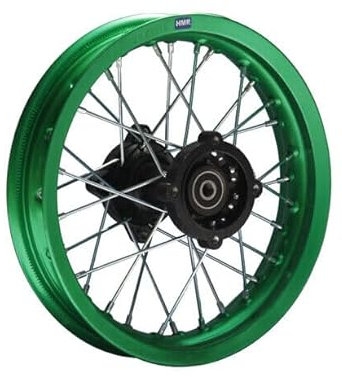 HMParts Jante en aluminium 12 arrière anodisée type 2 Convient pour presque tous les modèles avec axe 12 mm Dirt Bike, Pit Bike, XMOTOS, MotoCross (vert)