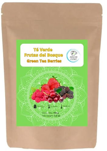 Té Verde Sencha con Frutas del Bosque I Té antioxidante, energetico y digestivo I Té Verde en Hojas Sueltas (50 tazas) 100 g (Frutas del Bosque)