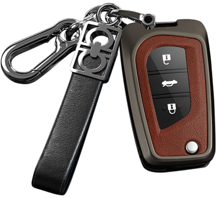 ontto Autoschlüssel Hülle Passt für Toyota Auris Corolla Avensis Verso Yaris Aygo Scion TC IM Camry RAV4 Schlüssel Schlüsseletui Schutzhülle Fernbedienung Cover Zubehör 2/3/4 Tasten-Schwarz Braun