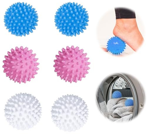 Wekuw 6 Stücke Trockner Ball, Trockner Ball Wiederverwendbare Dryer Balls Waschball für Waschmaschine Trocknerbälle für Daunenjacken Igelball, Trocknerbälle für Wäschetrockner Waschbälle