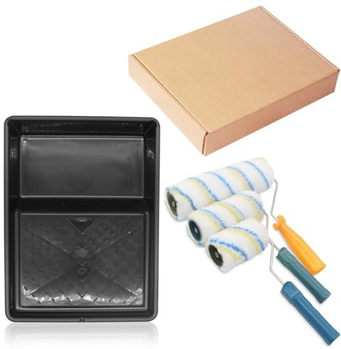 Lxoraziy 4 Pezzi Rullo per Pittura, Kit Rullo Pittura per Imbiancare Pareti e Soffitti con Pennelli Pittura, Set per Verniciatura per Pittura a Parete/Rullo(9/6/4Rullo Pittura)
