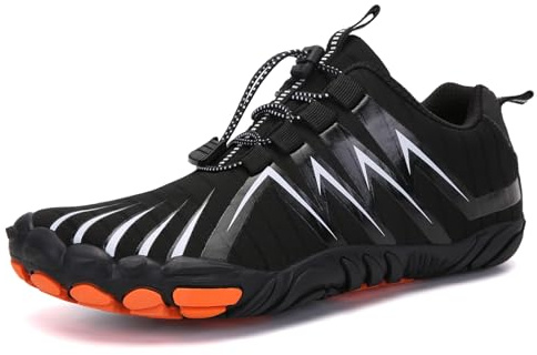 Barefoot Shoes Mens Womens Wide Toe Trail Running Trainers Lightweight Comfortable Workout Shoes for Hiking Fitness Walking Unisex,Black 10UK