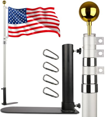 Lupar 20FT Tailgate Flag Pole Package with Heavy Duty Tire Mount, Portable Tailgaters Flagpole Kit with Dual Mounting Options, Black