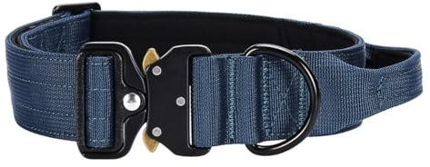 Vmokki Hundehalsband mit Metallschnalle Griff Verstellbar Weich Gepolstert Nylon für Welpen Mittlere Große Hunde (Blau, M)