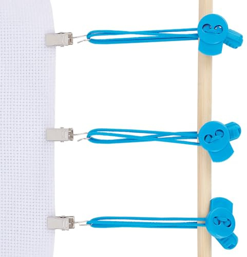 DELORIGIN 10 Set Stretch Clip Für Kreuzstich, Blau Kreuzstich Seitenclips Sticken für Anfänge Kreuzstich-Seitenclip Stickrahmen Spannrahmen Für Rollrahmen Handarbeiten Kreuzstich Stickerei