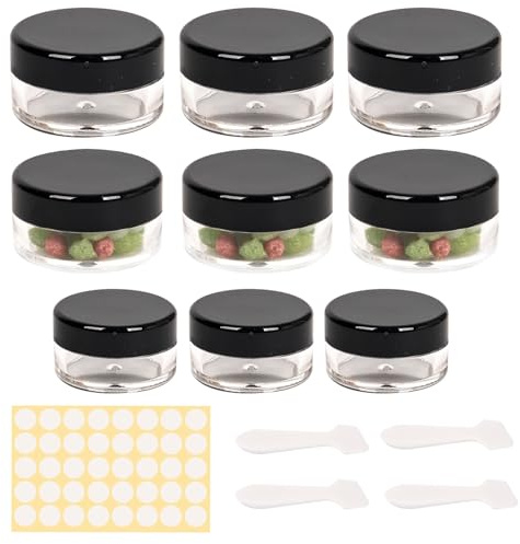 Lot de 6 pots vides en plastique pour échantillons, maquillage, crème de voyage et petits pots de voyage (noir/6 pièces, 20 ml, 3 pièces de 10 ml)
