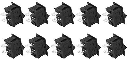 10 pièces interrupteur à 2 broches, position marche/arrêt à bascule accessoires industriels en plastique noir KCD, interrupteur à bascule 2 broches interrupteur à bascule