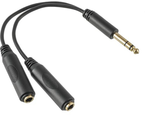 EPLZON 6.35 mm Splitter Cable, TRS Stereo Male to Dual 6.35 mm (1/4) Jack Female Y Splitter Audio Cable 8 Inch/20 cm suitable for Electronic keyboard, mixers, and microphones