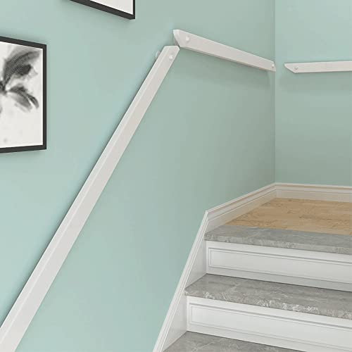 Pasamanos de madera antideslizante de madera maciza contra la pared, pasamanos para escaleras de loft interiores, color blanco, 150 cm
