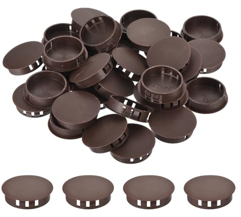 MECCANIXITY 32PCS 42mm(1 5/8) Brown Plastic Hole Plugs, Flush Type