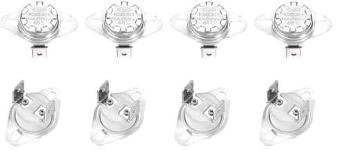 QUARKZMAN Termostato KSD301 65°C/149°F 16A Normalmente Chiuso N.C Regola Interruttore di Temperatura a Disco Snap per Microonde, Forno, Macchina da Caffè 8pz, Materiale Ceramico