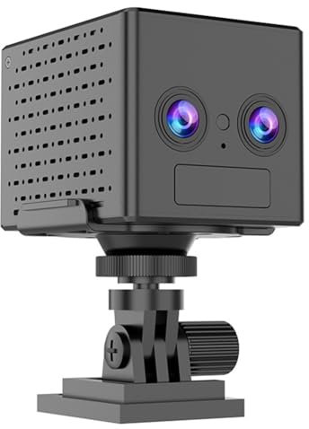 Booso Mini Telecamera IP di Sorveglianza con Doppia Lente 4G HD, 3000 MAh, Visione Notturna PIR, Rilevamento del Movimento Umano, Videocamera di Sorveglianza
