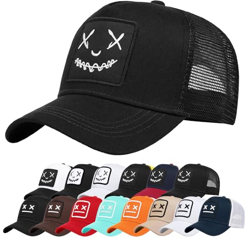 Enwokran Baseballkeps med visir unisex bomull justerbar anti-sol broderi basebollkeps utomhus sport hiphop pappa lastbil bak stickad hatt, A_Svart, one size