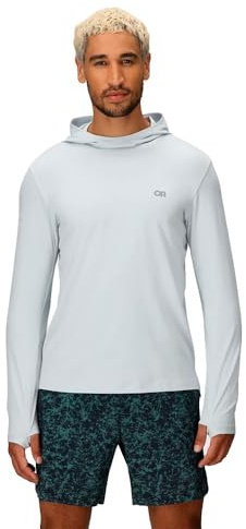 Outdoor Research ActiveIce Spectrum Sun - Sudadera con capucha para hombre, autoenfriamiento, secado rápido, capucha de 3 paneles, UPF 50+, ajuste estándar, Titanio, XXX-Large