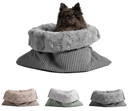 HS-Hundebett® Schlupfsack Cord-Exklusiv – Vielseitige Kuschelhöhle für Hunde und Katzen – Waschbar – Made in DE (Anthrazit/Anthrazit, 45x60 cm)