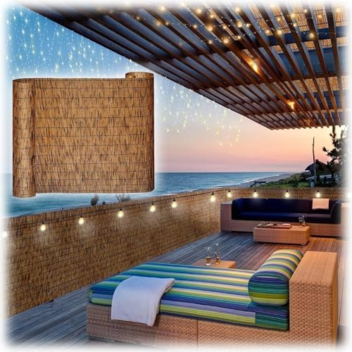 Sichtschutzzaun Für Balkon/Natürlicher Schilfzaun Für Garten/Dekorativer Gartenzaun Als Zaunabdeckung(60x600cm(2.0x19.7FT))