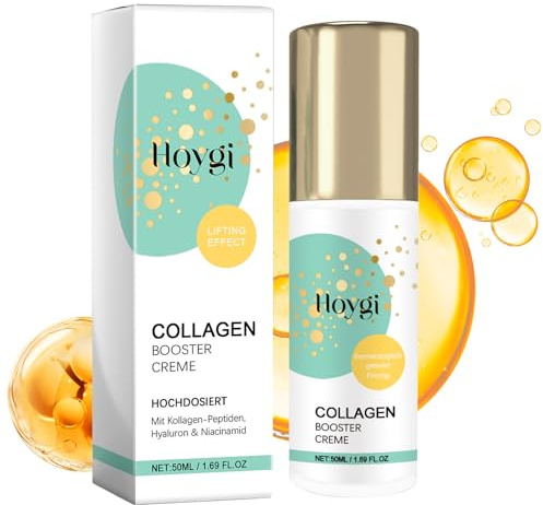 Crema Booster al Collagene 50ml con Acido Ialuronico, Peptidi e Vitamine, Crema Giorno e Notte per Donna e Uomo, Crema Viso Anti Rughe per Viso, Collo, Décolleté e Contorno Occhi