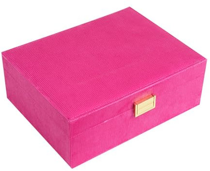Anspruchsvolle Schmucktruhe, platzsparende Aufbewahrungsbox, mehrstufiger Plüsch-Schmuckbehälter für Damen und Mädchen