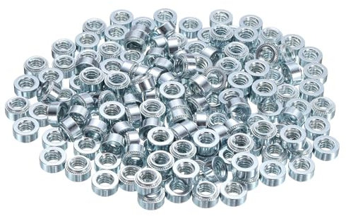 sourcing map 200 tuercas autoadhesivas de 1/10.2 cm-50.8 x 0.6 cm de acero al carbono chapado en zinc para la industria de la construcción