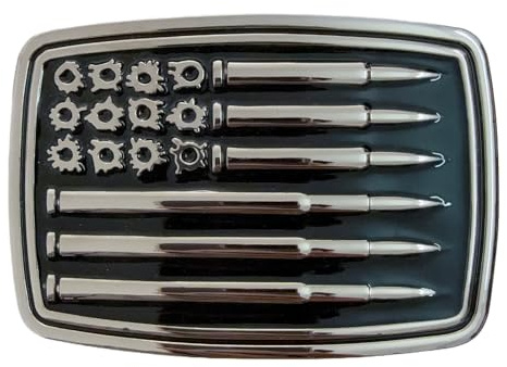 LKKLUYIC Western Belt Buckles for Men Cowboy Belt Buckle American Bullet Flag Belt Buckles Men Silver