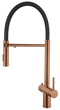 Spültischarmatur Küche Ausziehbar 3 Modus Wasserhahn Sprudelwasser Doppelgriff aus Edelstahl,Roségold