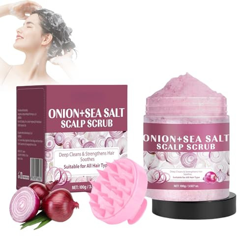 Scrub per cuoio capelluto al sale marino, esfoliante per cuoio capelluto con cipolla, scrub per rinfrescare forfora e costruire, nutrire il cuoio capelluto, trattamento per capelli prurito del cuoio
