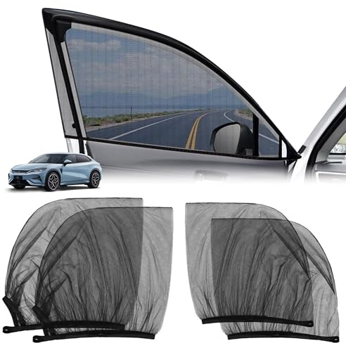 4 Pezzi Tendine Parasole Auto, Protezione Solare per Finestrini Elastico Con Nastro Adesivo, Anteriore e Posteriore Universale Parasole auto Finestrini Adatto Maggior Parte Delle Automobili