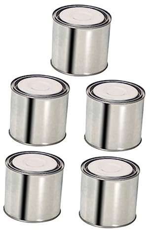 HOMSFOU Multipurpose Tinplate Paint Can with Lid 0.4l Sealing Empty Round Metal Paint Container Set 5pcs for Painting Accessories and Power Steering Reservoir Storage