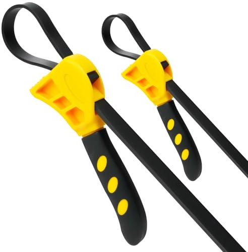 HOTUT Adjustable Rubber Strap Wrench,2pcs Multi-Purpose Rubber Wrench,Strap Wrench Set for Jar Opener,Pipes,Plumbing,Oil Filter,Shower Head,Water Filter,Mechanics Plumbers DIY