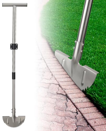 Lawn Edger, 34-49 Edger Lawn Tool, Heavy-Duty Stainless Steel with Adjustable Handle & Foot Pedal for Straight & Curved Edges, Ideal for Lawn Trimming, Home Garden Lawn Care, Yard Maintenance