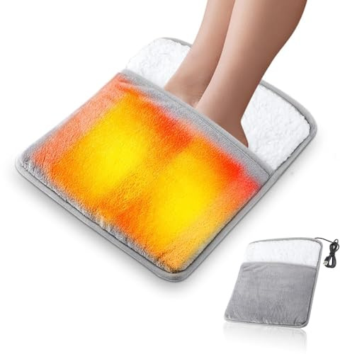 yotutun Calentador de Pies, 30 x 30cm Calienta Pies Electrico USB, Temperatura Costante di 55°C Pies Calientapiés de Calentamiento Rápid, Gris Zapatillas Eléctricas para Mujeres Hombres Invierno
