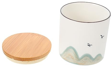 FONDOTIN Mini Tarro De Té Negro De Cerámica Tapa Portátil, Recipiente Hermético Anti Humedad, Contenedor Para Alimentos Secos y Café, Adecuado Para Almacenamiento Cocina y Viaje