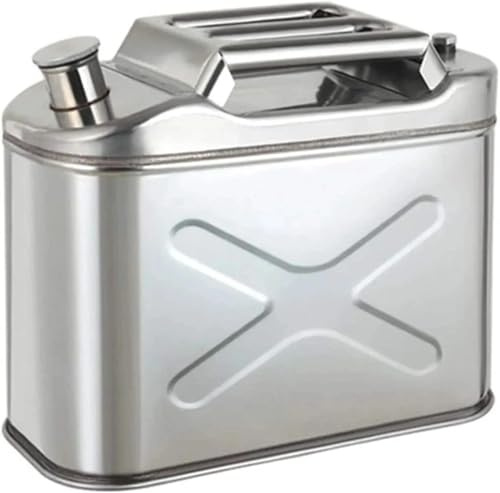 Tanica Benzina 5L/10L/15L/20L in Acciaio Inossidabile 201, Tanica Carburante Metallo Portatile per Moto, Auto, Camper, Canottaggio, Campeggio, Tosaerba, Uso Agricolo(10L)