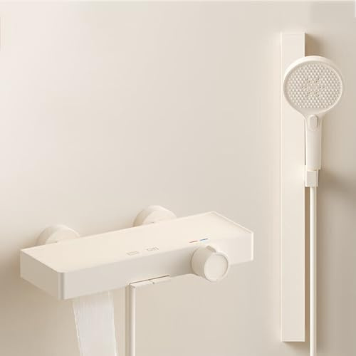 BiaoTeng Grifo Bañera y Ducha con Cascada 4 Modos Estilo agua Fría y Caliente Grifo de Bañera y Ducha con Alcachofa Leche Blanca