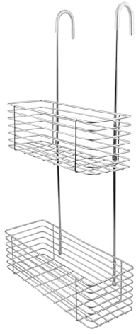Tighall Shower Caddy Hanging Rack, 304 Stainless Steel Bathroom Shower Organizer Basket, Shampoo Bracket, Over Door Showers Rack with Hooks, Bathroom Organization(Double Layer Shelf)