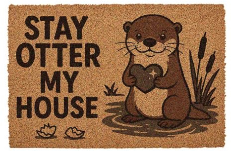 CKB LTD Stay Otter my House Themed Novelty Doormat Unique Joke Doormats Front Back Door Mats Made with a Non-slip PVC Backing, Natural Coir, Indoor Outdoor Size 60 x 40cm