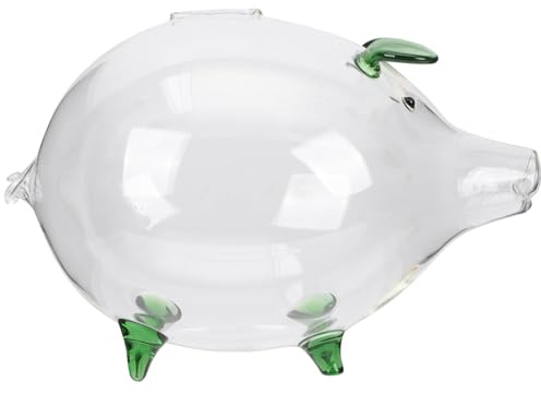 Gatuida Hucha de Cerdito Transparente de Vidrio Caja de Monedas con Diseño de Cerdito Alcancía Decorativa para Ahorrar Dinero y Regalo de Cumpleaños