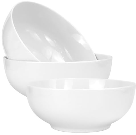 3 Stück Große Suppenschalen, Salatschüssel 1600 ml, Servierschüssel Weiß