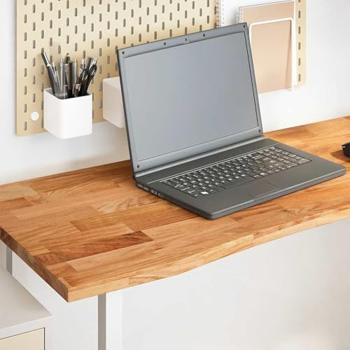 HETFTJN Eiche Schreibtischplatte 140x60x2,5 cm, hell lackiert, rechteckig, für Home Office & Küche