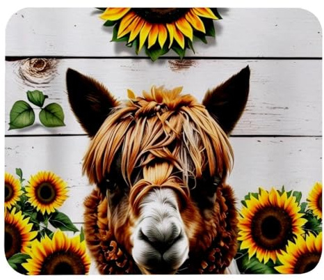 Alfombrilla De Ratón Tabla De Madera Girasol Alpaca 25X30Cm Antipolvere Alfombrilla para Ratón Antideslizante Tapete para Pc Juego